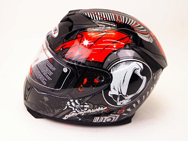 Шлем (интеграл) Ataki FF311 Skull черный/красный/белый глянцевый